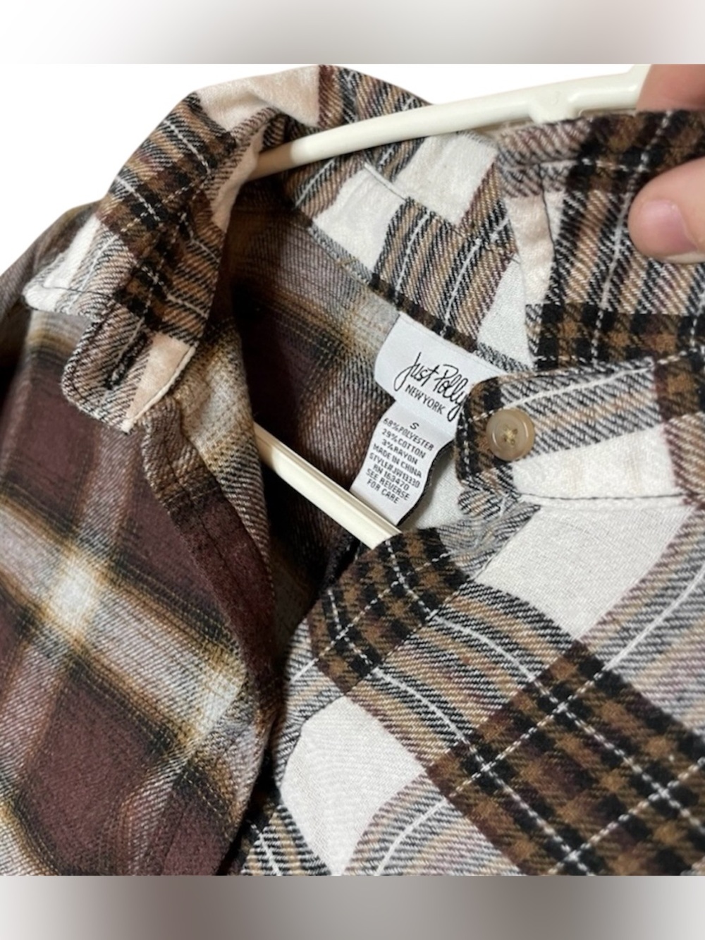 Just Polly Reworked Flannel Crop Top - Picture 7 of 8